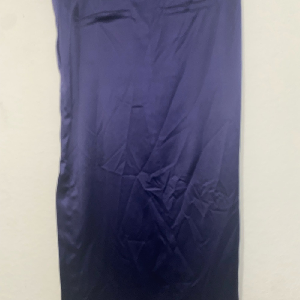 Anthropologie Sateen Trouser Dark Academia Preppy Purple Maxi Skirt High Slit 10 - Picture 9 of 12